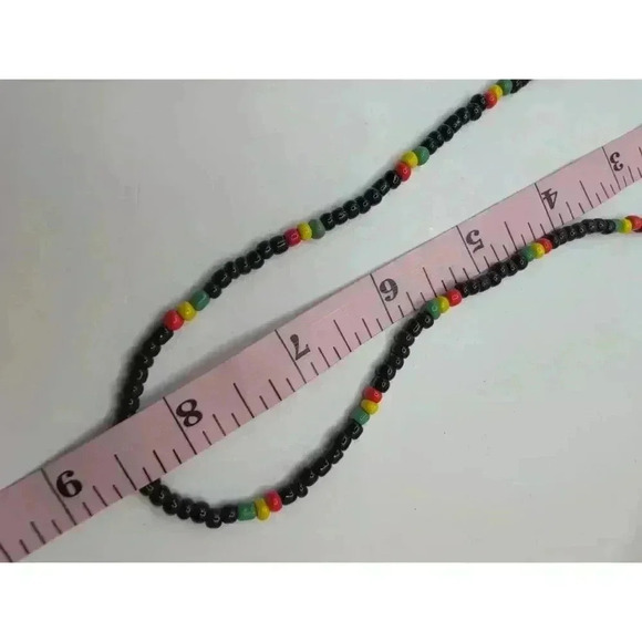 🖤 Rasta Reggae Colors Seed Bead Necklace/Choker 💚 - Picture 5 of 5